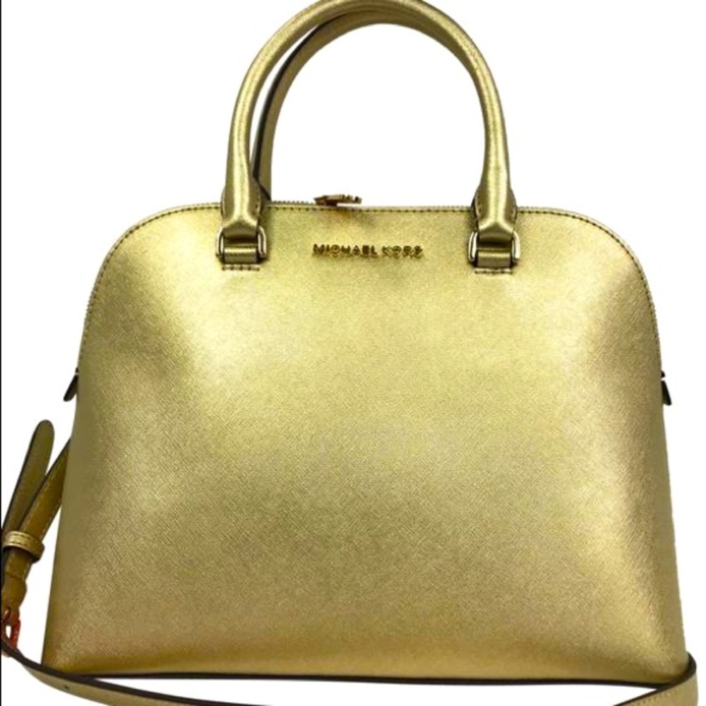 Michael Kors Large Cindy Satchel in Gold